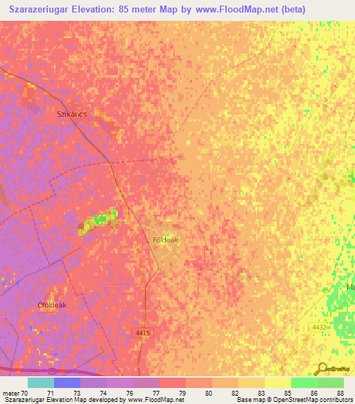 Szarazeriugar,Hungary Elevation Map