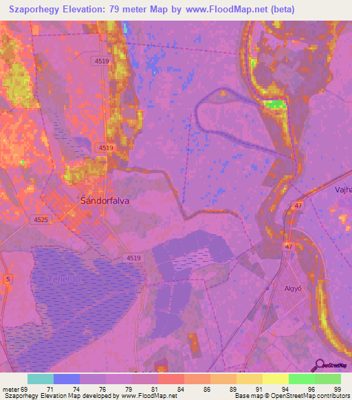Szaporhegy,Hungary Elevation Map