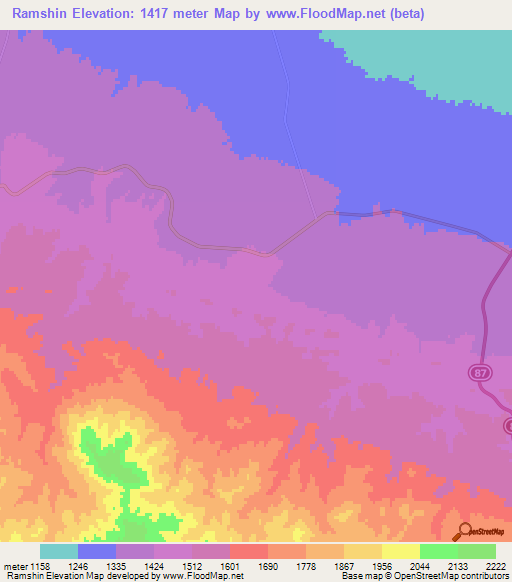 Ramshin,Iran Elevation Map