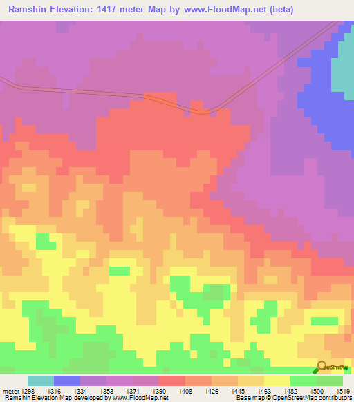 Ramshin,Iran Elevation Map
