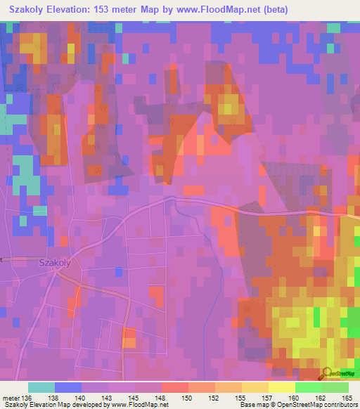 Szakoly,Hungary Elevation Map