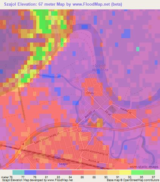 Szajol,Hungary Elevation Map