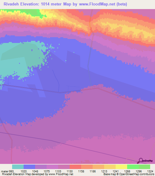 Rivadeh,Iran Elevation Map