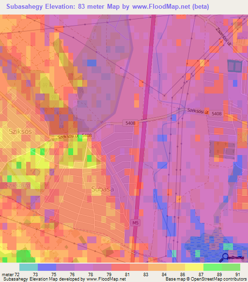 Subasahegy,Hungary Elevation Map