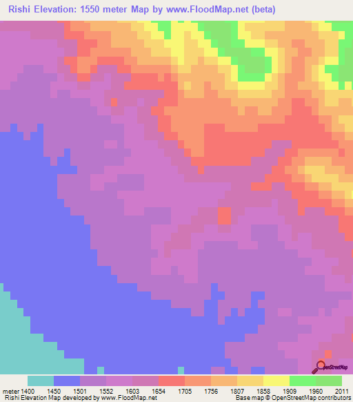 Rishi,Iran Elevation Map
