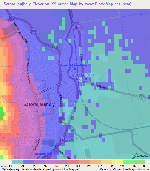 Satoraljaujhely,Hungary Elevation Map