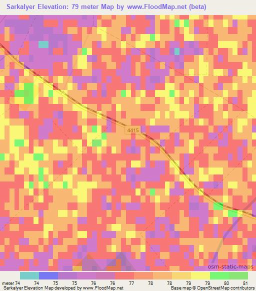 Sarkalyer,Hungary Elevation Map