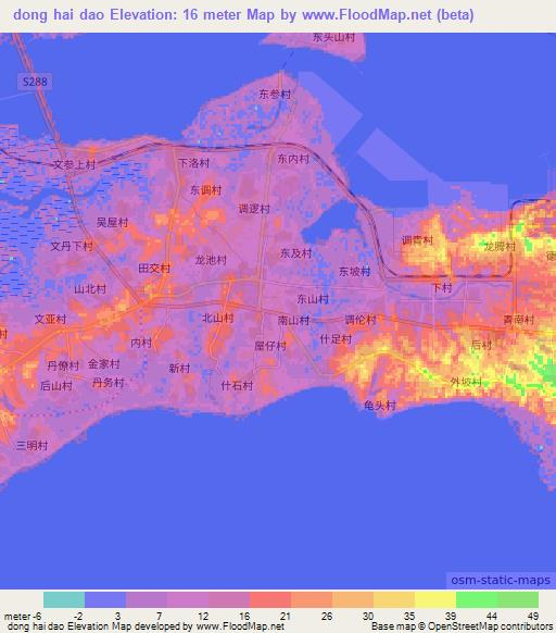 dong hai dao,China Elevation Map