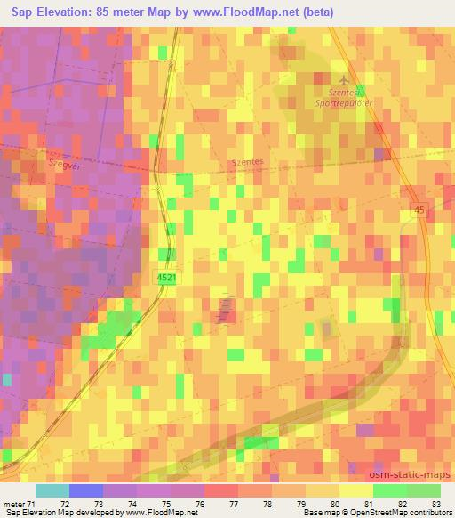 Sap,Hungary Elevation Map