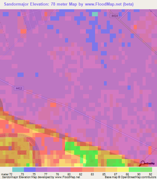 Sandormajor,Hungary Elevation Map