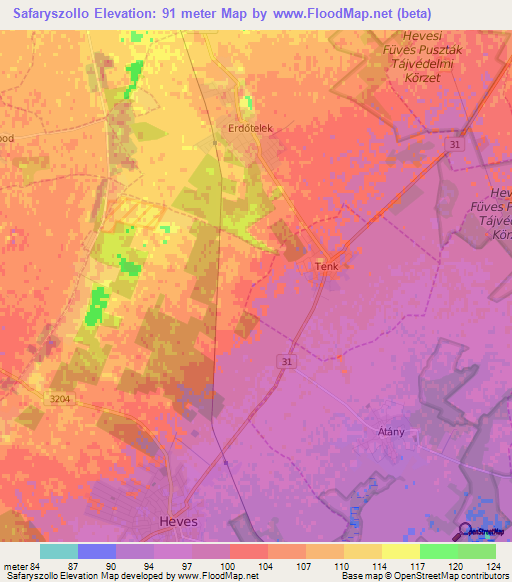 Safaryszollo,Hungary Elevation Map