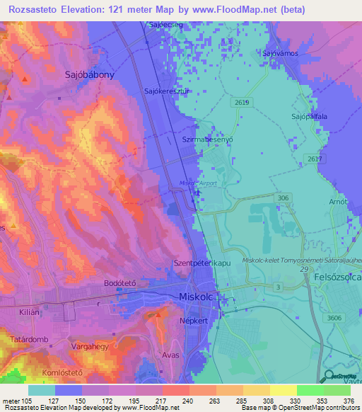 Rozsasteto,Hungary Elevation Map