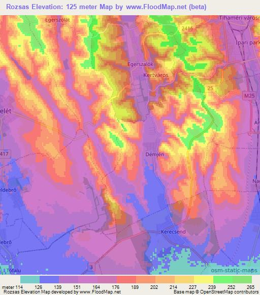 Rozsas,Hungary Elevation Map