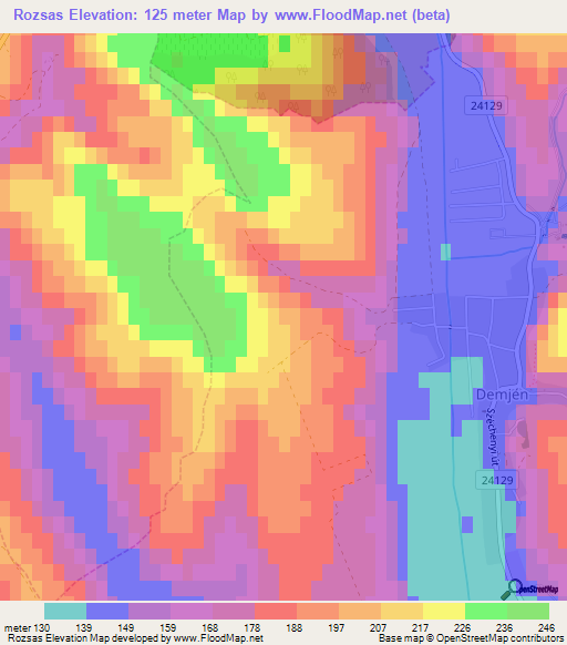 Rozsas,Hungary Elevation Map