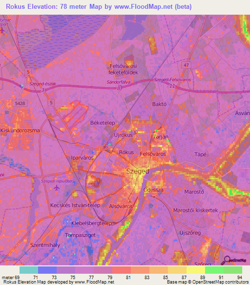 Rokus,Hungary Elevation Map