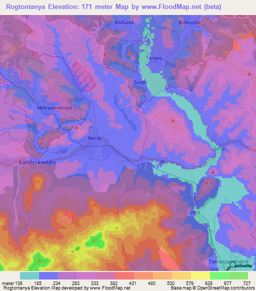 Rogtontanya,Hungary Elevation Map