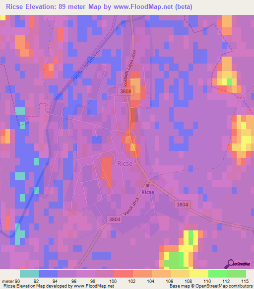 Ricse,Hungary Elevation Map