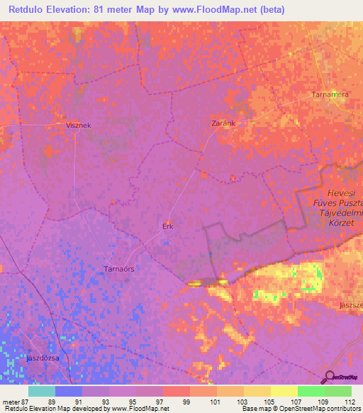 Retdulo,Hungary Elevation Map