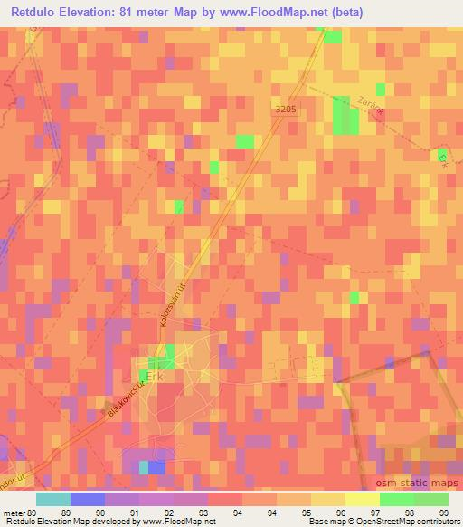 Retdulo,Hungary Elevation Map