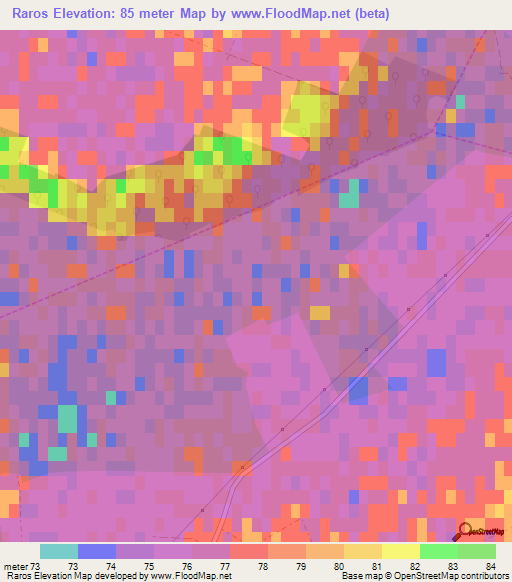 Raros,Hungary Elevation Map