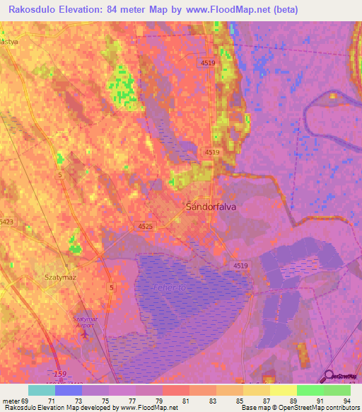 Rakosdulo,Hungary Elevation Map