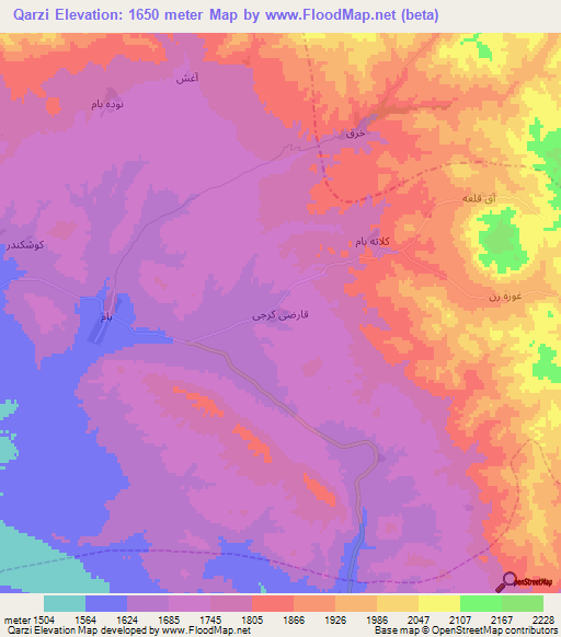 Qarzi,Iran Elevation Map