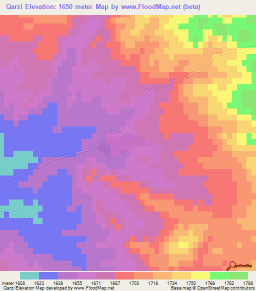 Qarzi,Iran Elevation Map