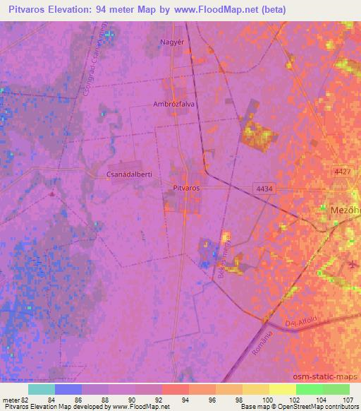 Pitvaros,Hungary Elevation Map
