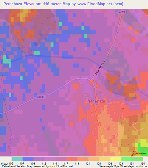 Petnehaza,Hungary Elevation Map