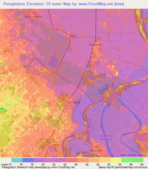 Pereghalom,Hungary Elevation Map