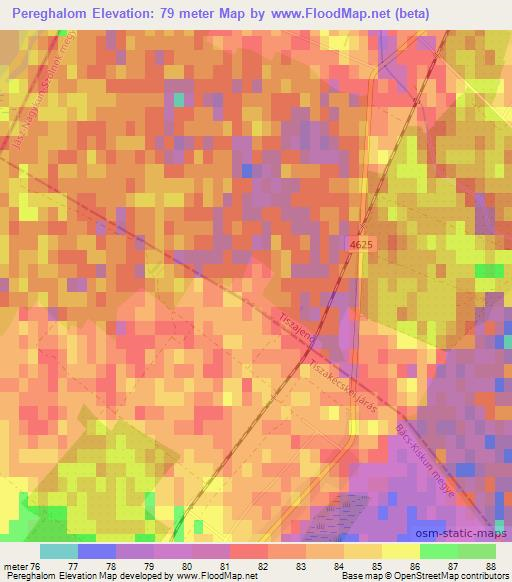 Pereghalom,Hungary Elevation Map