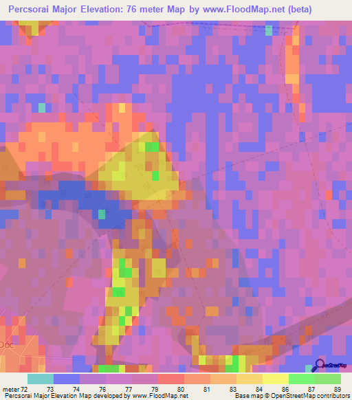Percsorai Major,Hungary Elevation Map