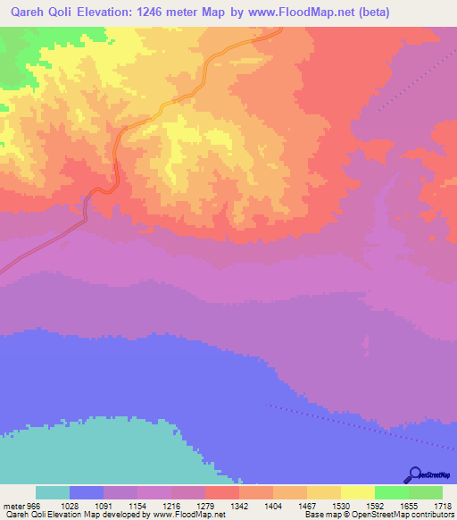 Qareh Qoli,Iran Elevation Map