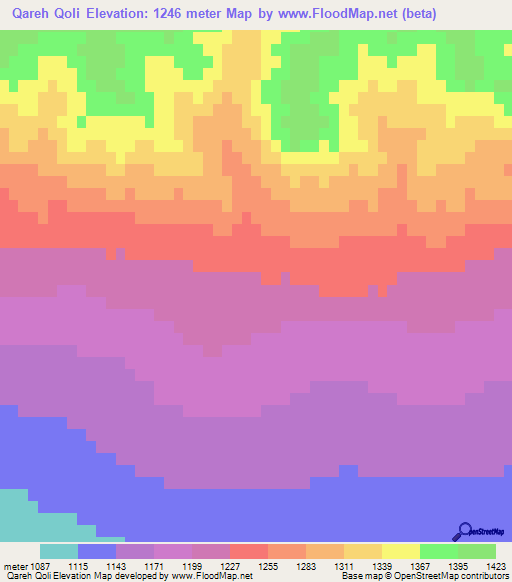 Qareh Qoli,Iran Elevation Map