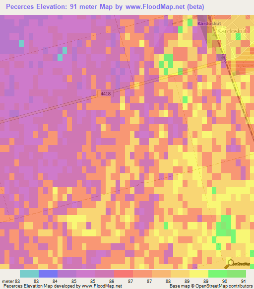 Pecerces,Hungary Elevation Map
