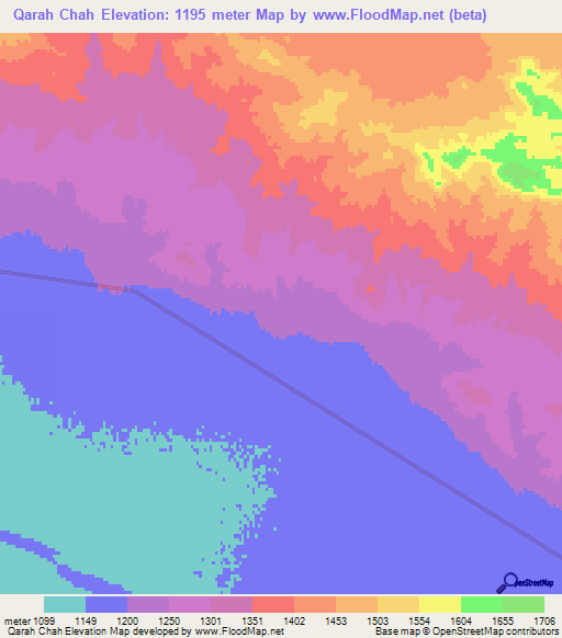 Qarah Chah,Iran Elevation Map