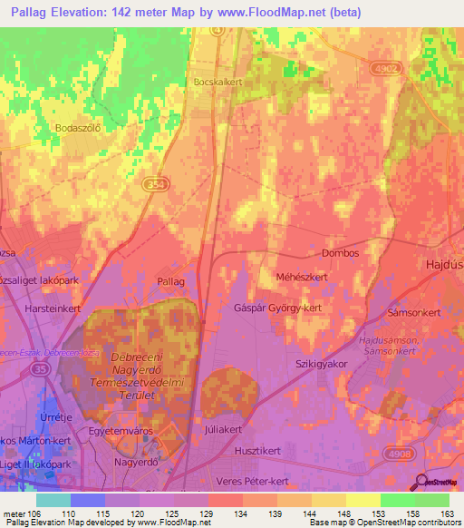Pallag,Hungary Elevation Map