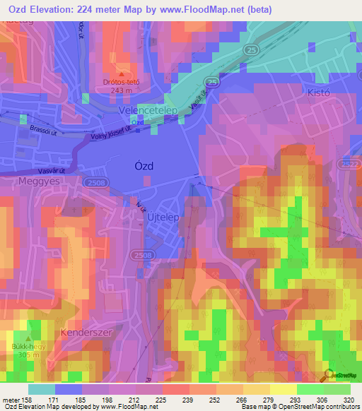 Ozd,Hungary Elevation Map