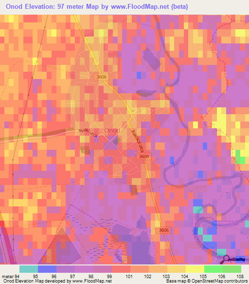 Onod,Hungary Elevation Map