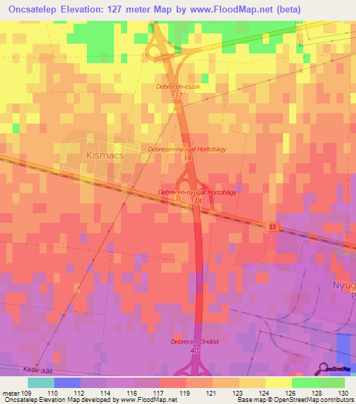 Oncsatelep,Hungary Elevation Map
