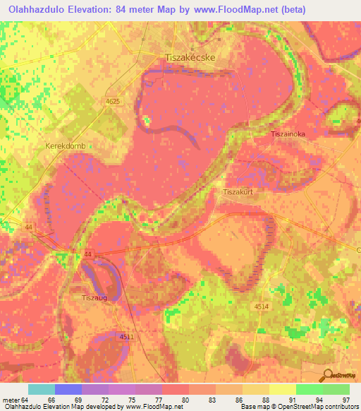 Olahhazdulo,Hungary Elevation Map