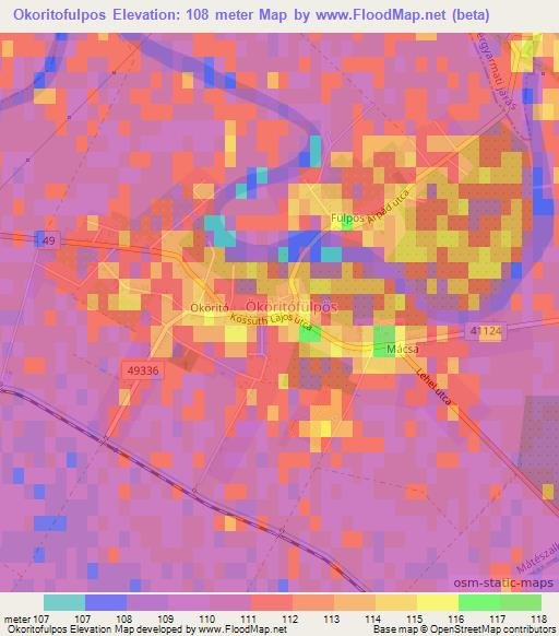 Okoritofulpos,Hungary Elevation Map