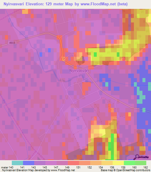 Nyirvasvari,Hungary Elevation Map