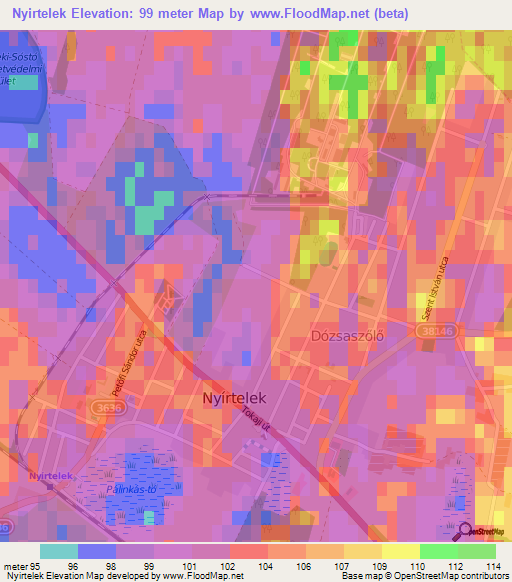 Nyirtelek,Hungary Elevation Map