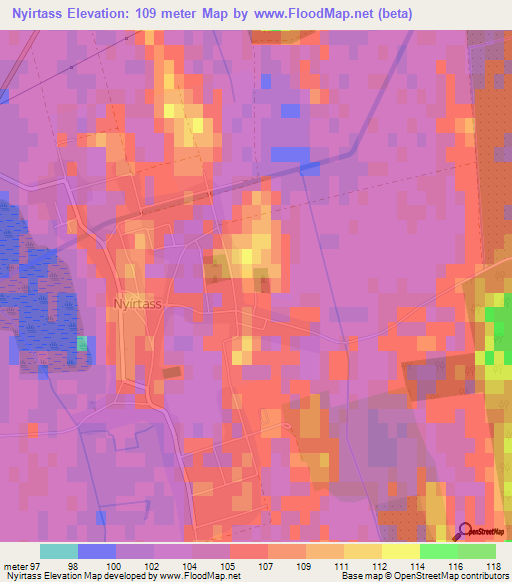 Nyirtass,Hungary Elevation Map