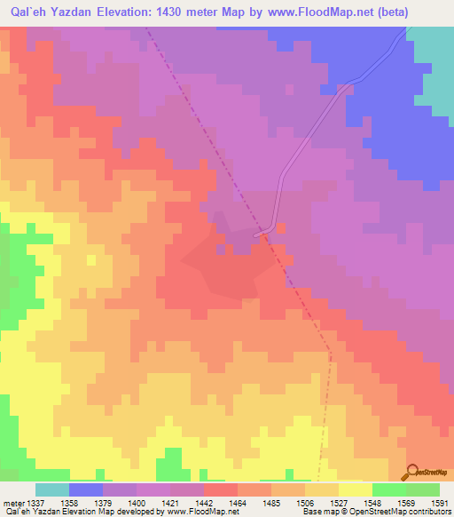 Qal`eh Yazdan,Iran Elevation Map