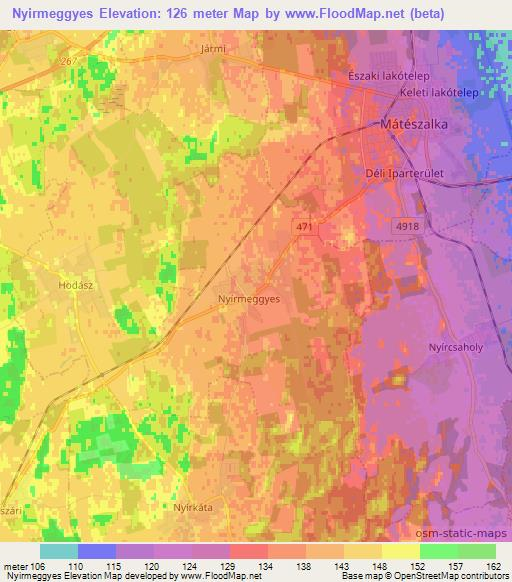 Nyirmeggyes,Hungary Elevation Map