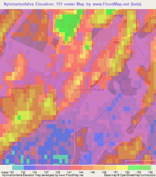 Nyirmartonfalva,Hungary Elevation Map