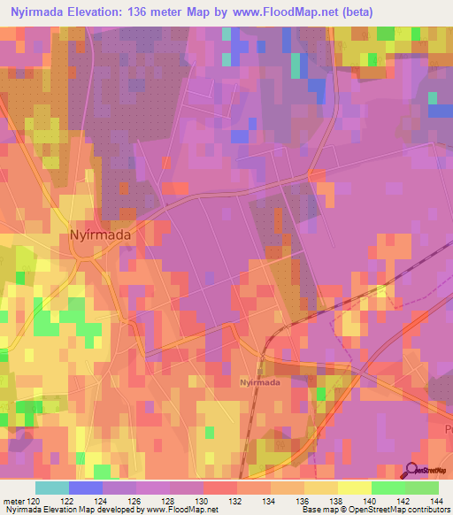 Nyirmada,Hungary Elevation Map