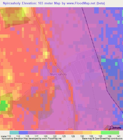 Nyircsaholy,Hungary Elevation Map